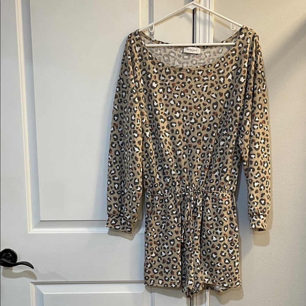 Leopard Print Long Sleeve Romper